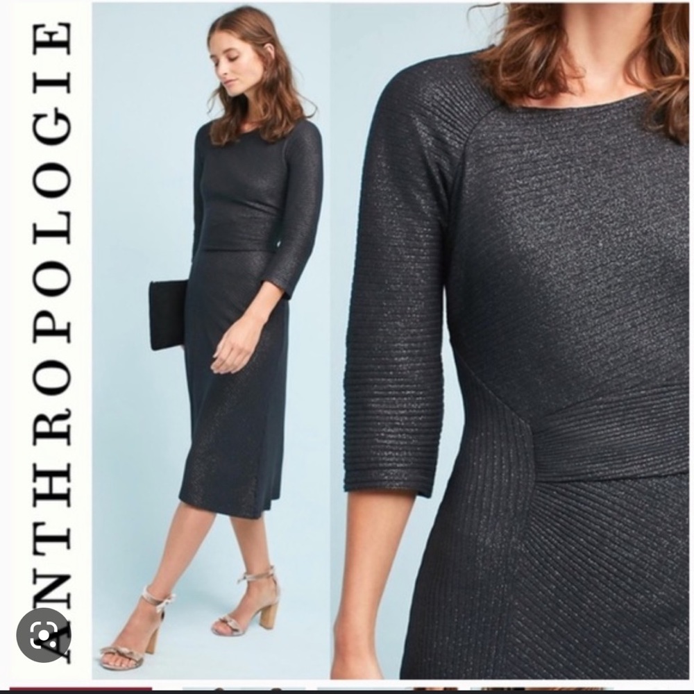 🌸Anthropologie dress with stretch-  sparkly black